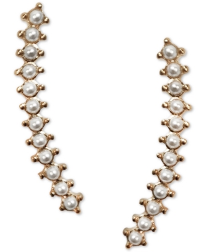 image of Inc Gold-Tone Imitation Pearl Ear Climbers, Created for Macy-s