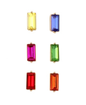 image of Betsey Johnson Rainbow Stone Single Stud Earrings Set