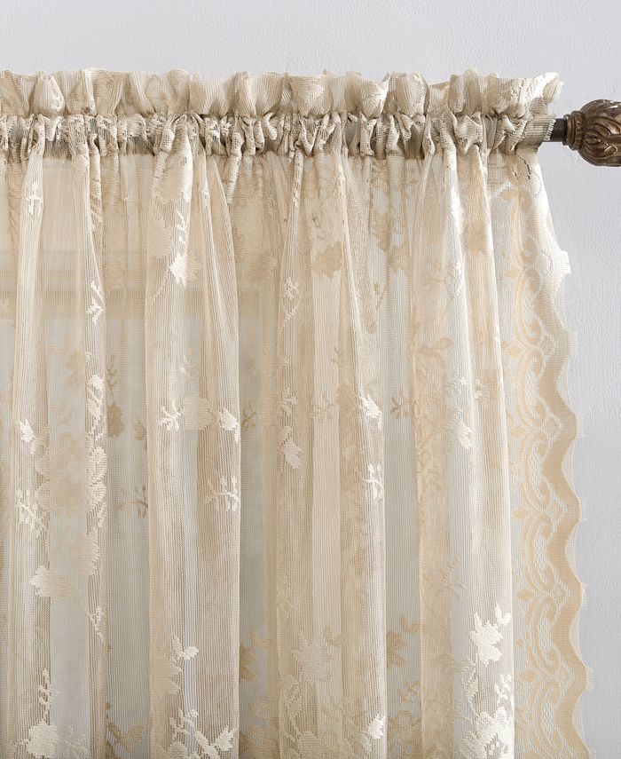 No. 918 Alison Floral Lace Rod Pocket Curtain Panel, 58" x 95" Macy's
