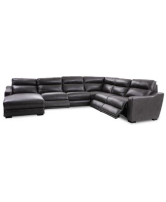 Gabrine 6-Pc. Leather Sectional with 3 Power Headrests and Chaise