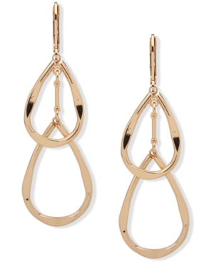 image of Anne Klein Gold-Tone Double Teardrop Earrings