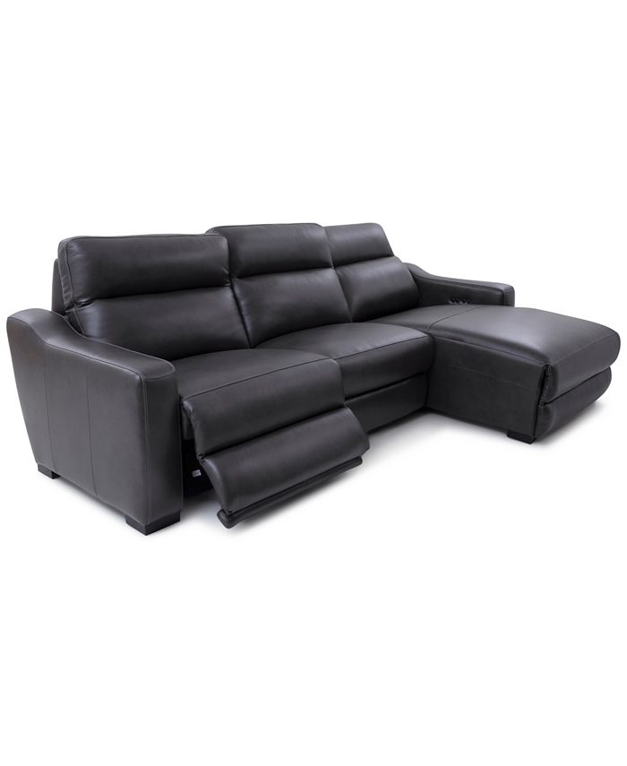 Furniture Gabrine 3Pc. Leather Sectional with 1 Power Headrest and