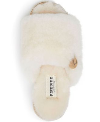 dearfoams women's fireside cairns shearling slide with metallic trim slipper