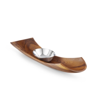 Nambe Canu Chip & Dip Base & Bowl In Brown