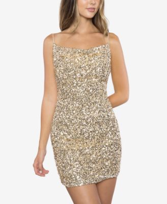 B Darlin Juniors' Cowlneck Sequinned Dress - Macy's