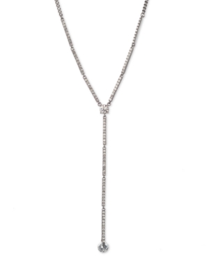 image of Givenchy Hematite-Tone Crystal Lariat Necklace, 16