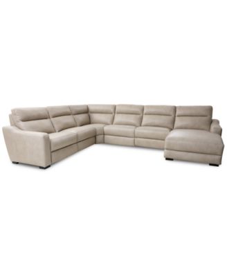 Gabrine 6-Pc. Leather Sectional with 3 Power Headrests and Chaise, Created for Macy's