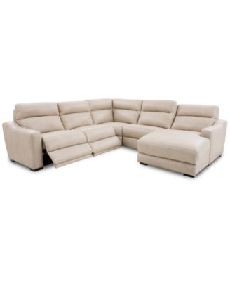 Gabrine 5-Pc. Leather Sectional with 2 Power Headrests and Chaise, Created for Macy's