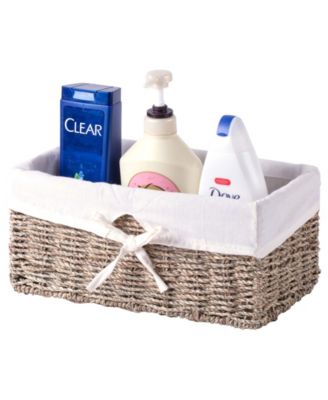 Vintiquewise Seagrass Shelf Basket Lined with Lining