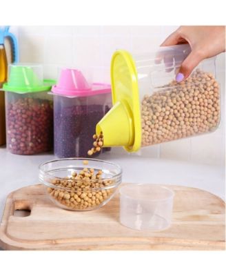 Vintiquewise Small Bpa-Free Plastic Food Saver, Kitchen Food Cereal Storage Containers with Graduated Cap, Set of 3
