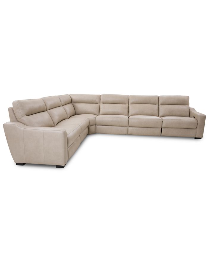 Furniture Gabrine 6Pc. Leather Sectional with 2 Power Headrests
