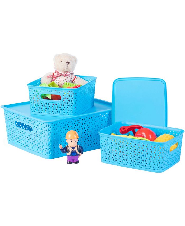 Basicwise Vintiquewise Medium Plastic Storage Container with Lid, Set