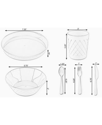 Vintiquewise 24-Piece Kids Dinnerware Set Plastic 4 Plates, 4 Bowls, 4 Cups, 4 Forks, 4 Knives, and 4 Spoons