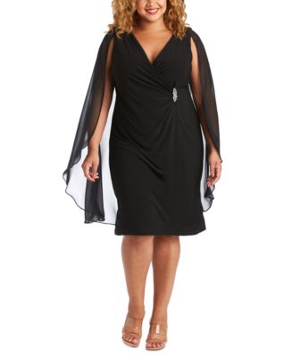 R & M Richards Plus Size Embellished Chiffon-Cape Dress - Macy's