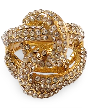 image of Inc Gold-Tone Crystal Flower Knot Ring, Created for Macy-s