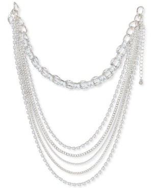 image of Thalia Sodi Silver-Tone Crystal Layered Strand Necklace, 12