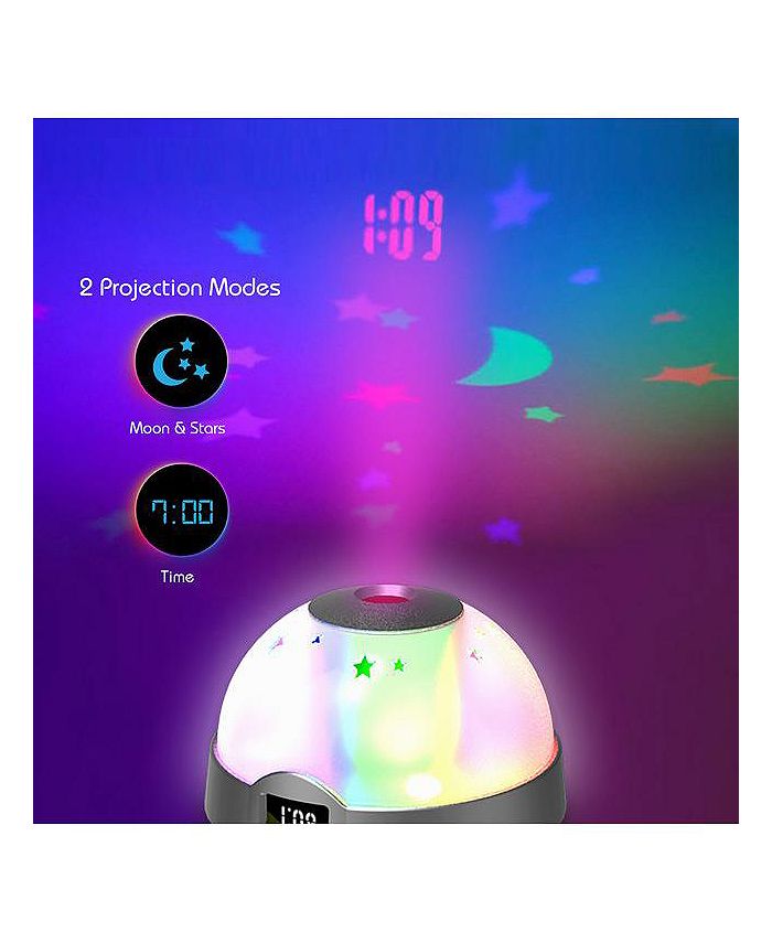 Tzumi Aura LED Projection Clock Compact Alarm Clock with Vibrant LCD Time and Moon & Stars