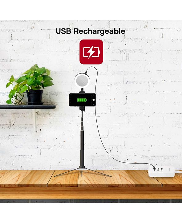 Tzumi ON AIR Halo Stick 5" Ring Light with Extendable (4’) Tripod, 3