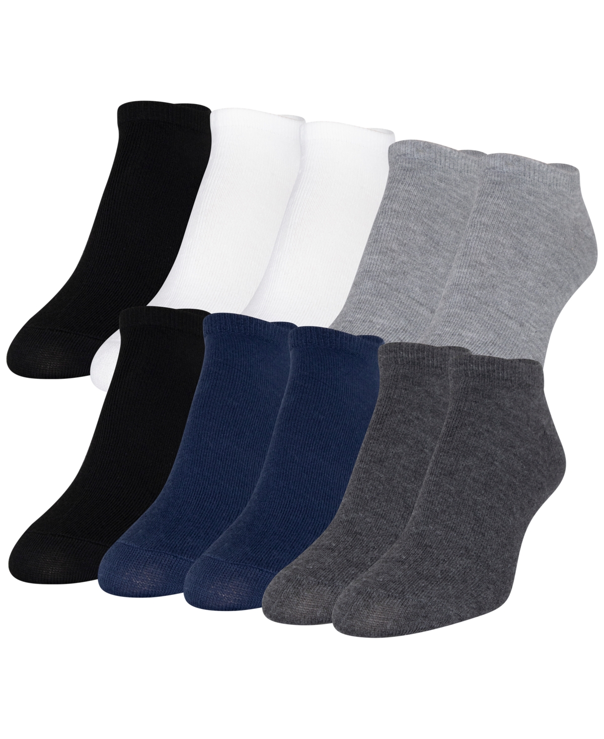 Women's 10-Pack Casual Lightweight No-Show Socks - Charcoal/Grey/Black/White/Blue