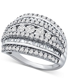 Diamond Multi-Row Ring (1-1/2 ct. t.w.) in Sterling Silver