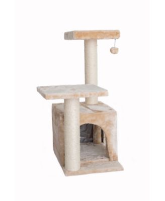 Classic Real Wood Cat Tree A3207, 32-Inch Beige - Perfect for Your Feline Friend affordable cattower