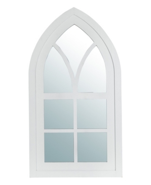 Glitzhome Cathedral Windowpane Wall Mirror In White