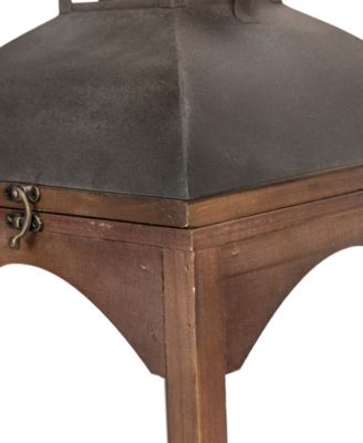 Set of 2 Whiskey Brown Farmhouse Modern Wood/Metal Lanterns