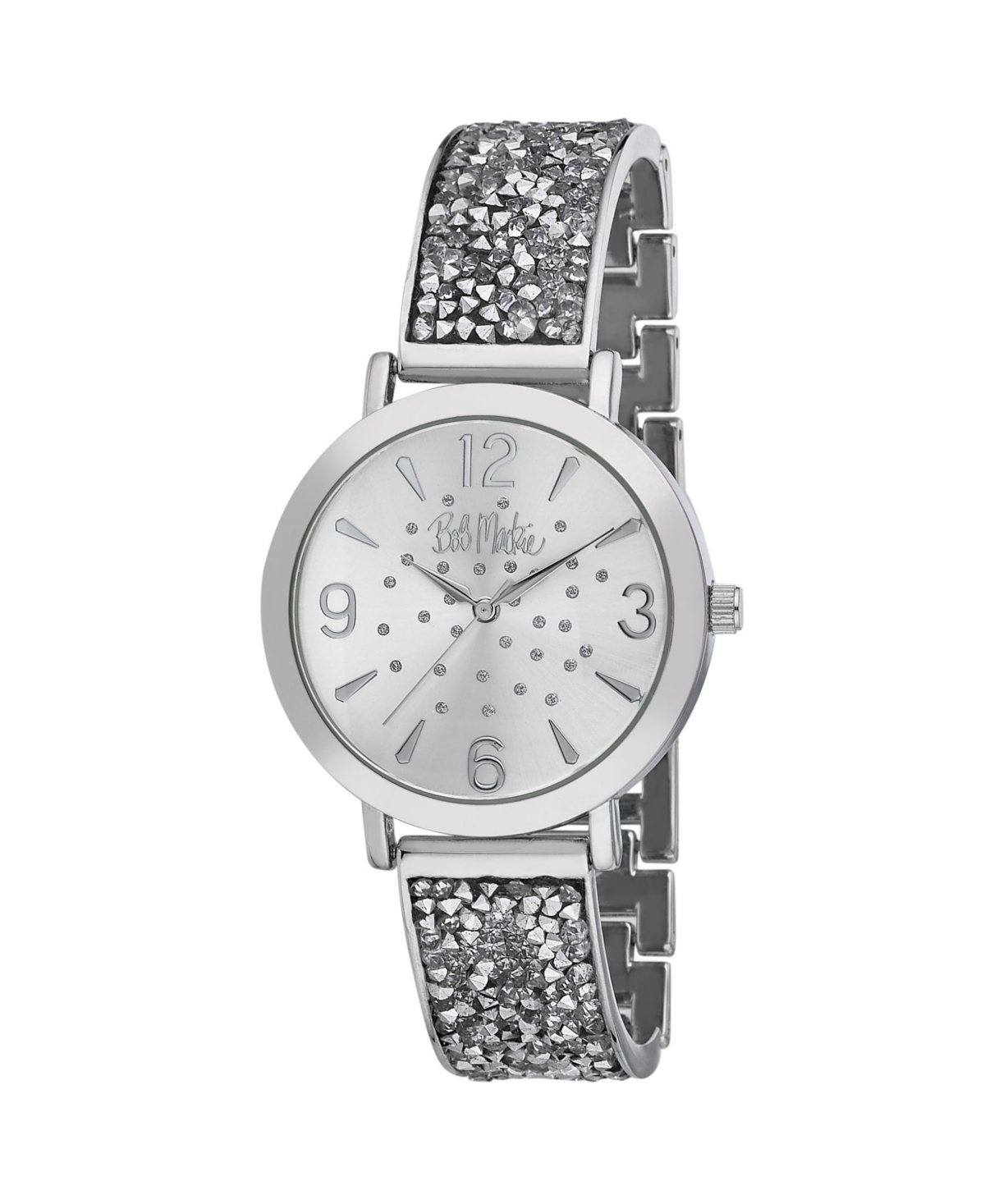 Bob Mackie Women's Silver-Tone Alloy Bracelet Glitz Watch, 36mm