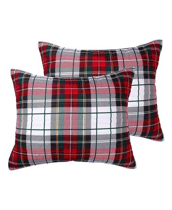 Levtex Spencer Plaid Quilted 2 Pack Sham Set Standard Macys 