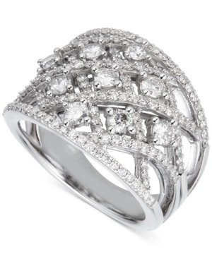 image of Diamond Crisscross Statement Ring (1-1/2 ct. t.w.) in 14k White Gold