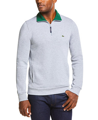 Lacoste Men's Ribbed Quarter-Zip Cotton Sweatshirt - Macy's