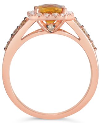 Cinnamon Citrine (1-1/3 ct. t.w.) & Diamond (1/2 ct. t.w.) Ring in 14k Rose Gold  (Also in Amethyst, Blue Topaz, Peridot & Smoky Quartz)