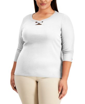 Karen Scott - Cotton Twisted Scoop-Neck Top