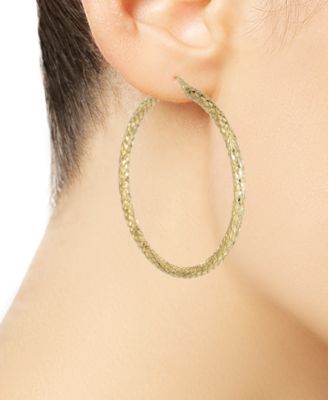 Snake Texture Hoop Earrings in 10k Gold 50mm