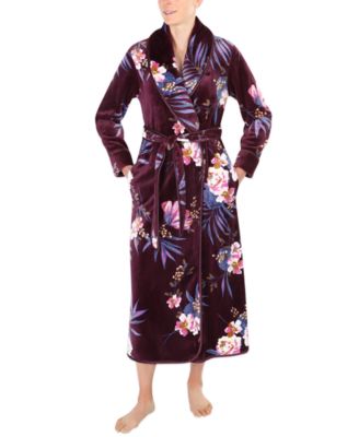 Sesoire - Floral-Print French Fleece Long Wrap Robe
