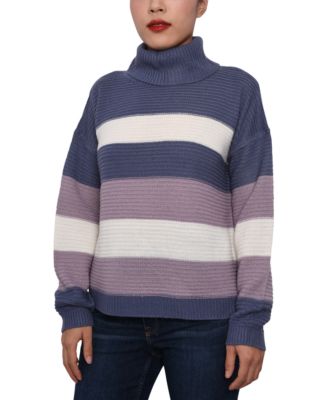Derek Heart - Juniors' Striped Cowl-Neck Sweater