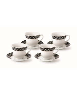Lorren Home Trends 8 Piece 8oz Tea Or Coffee Cup And Saucer Set, Service For 4 In Black