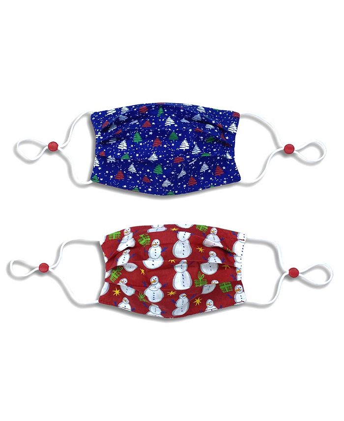 Calabrum Kids Cotton Reversible Pleated Holiday Face Mask, 2 Pack Macy's