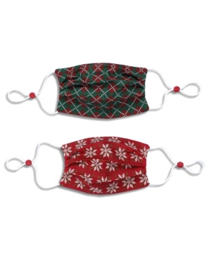 image of Calabrum Kids Cotton Reversible Pleated Holiday Face Mask, 2 Pack
