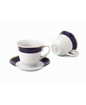 8 Piece 8oz Tea or Coffee Cup and Saucer Set, Service for 4