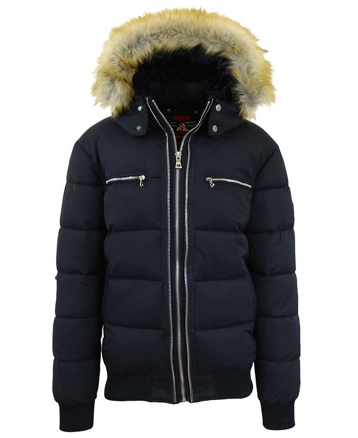 Galaxy By Harvic Men's Heavyweight Jacket With Detachable Faux Fur Hood ...