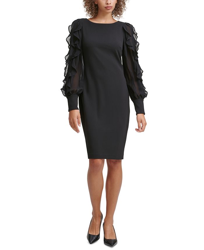 Calvin Klein Ruffle Sleeve Sheath Dress Macys 3927