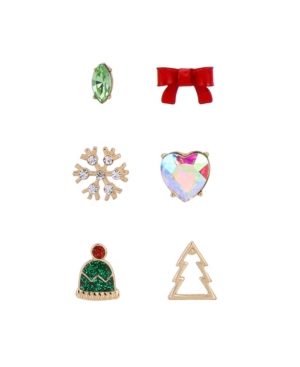 image of Betsey Johnson Festive Single Stud Earrings Set