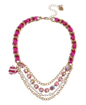 image of Betsey Johnson Stone Pearl Layered Necklace, 16.5