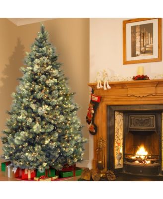 7.5' Carolina Pine Hinged Tree with Flocked Cones and 1000 Clear Lights