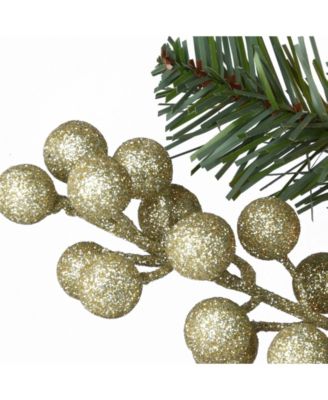 National Tree Company 9' Glittery Pomegranate Pine Garland with Silver Pomegranates,Champagne Berries Frosted Tips and 100 Clear Lights