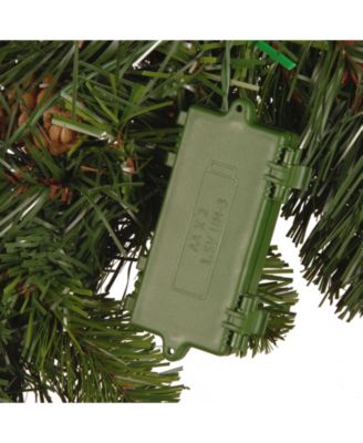 Wintry Pine R Mailbox Swag with Battery Operated Warm LED Lights