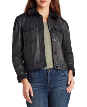 Sam Edelman Denim The Jazzi Faux-Fur-Collar Coated Jacket