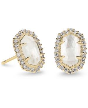 image of Kendra Scott 14k Gold-Plated Cubic Zirconia & Stone Stud Earrings