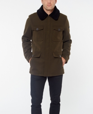 Vince Camuto Men's Wool Coat With Sherpa Collar Jacket